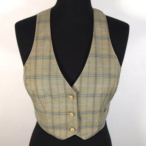 7FAM Vest Waistcoat Plaid S neutral NWOT